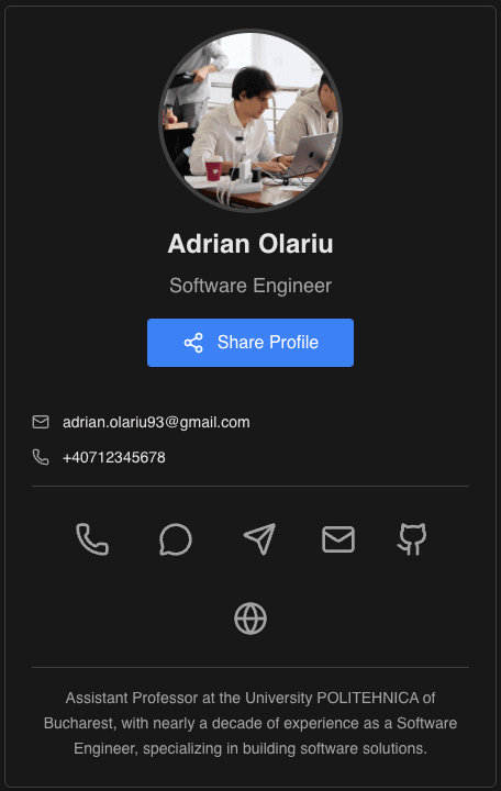 Dashboard gestionare profile