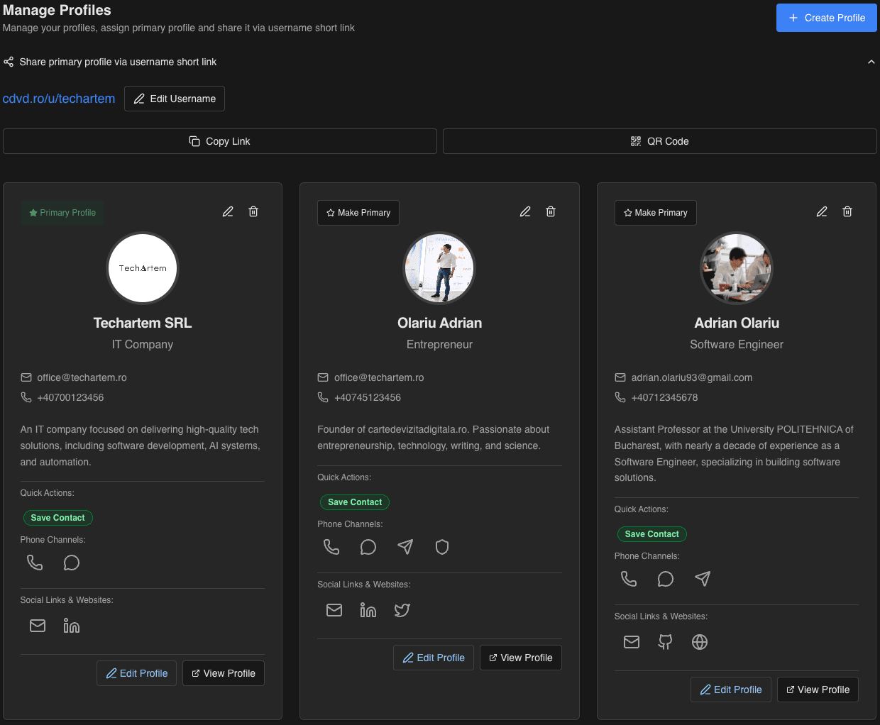 Gestionare profile multiple