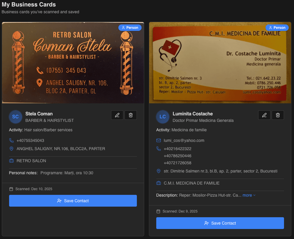 AI Business card organizer