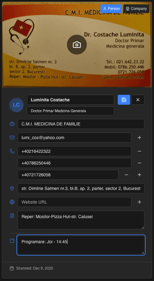 AI Business card organizer